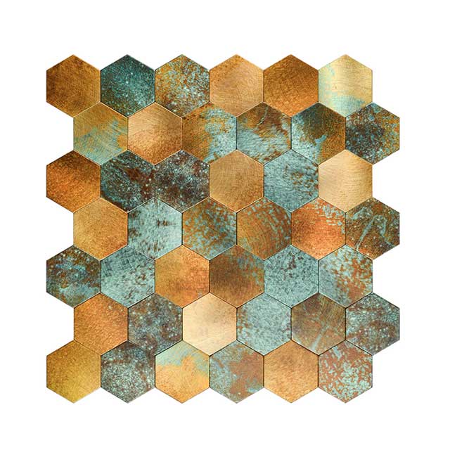 Zelfklevend Mozaïek Hexagon Patina